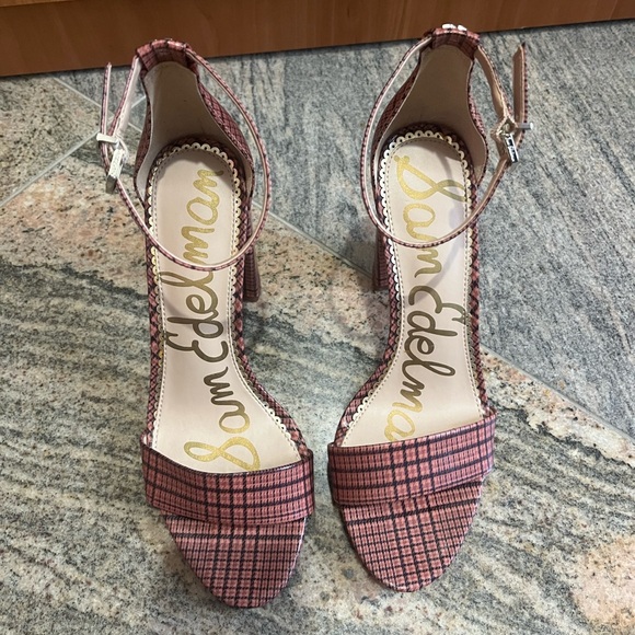 Sam Edelman Yaro Pink Plaid Sandal Heels Size 7 Like new! - Picture 6 of 11